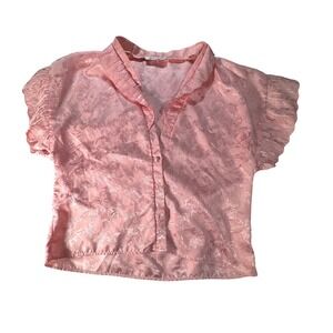 Lily of France Sleepwear Pink Floral Satin top see description